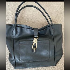 Elegant Black Leather Tote Bag